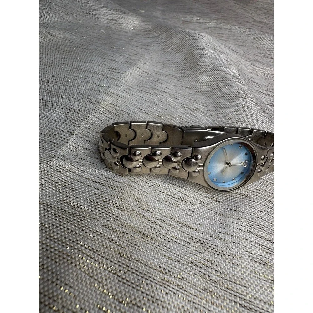 Disney Watch Women 25mm Mickey Mouse Silver Tone Blue Dial